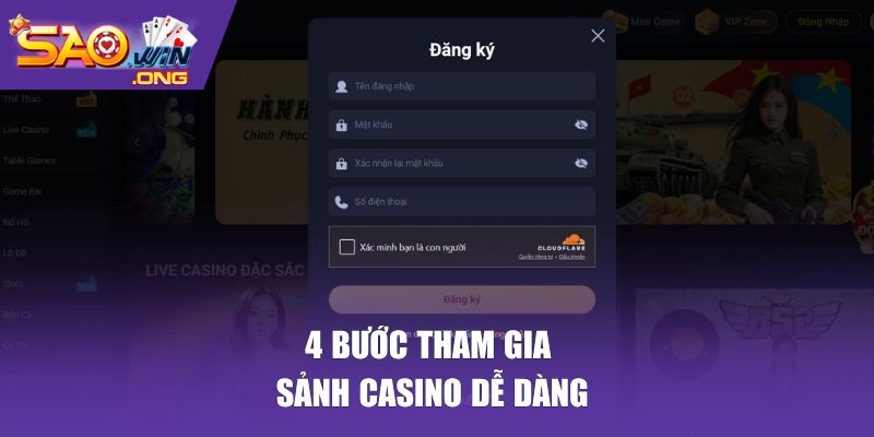 4 bước tham gia sảnh Casino dễ dàng